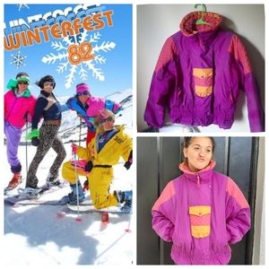 VTG Edelweiss Jacket Ski Color Block Kangaroo Pink